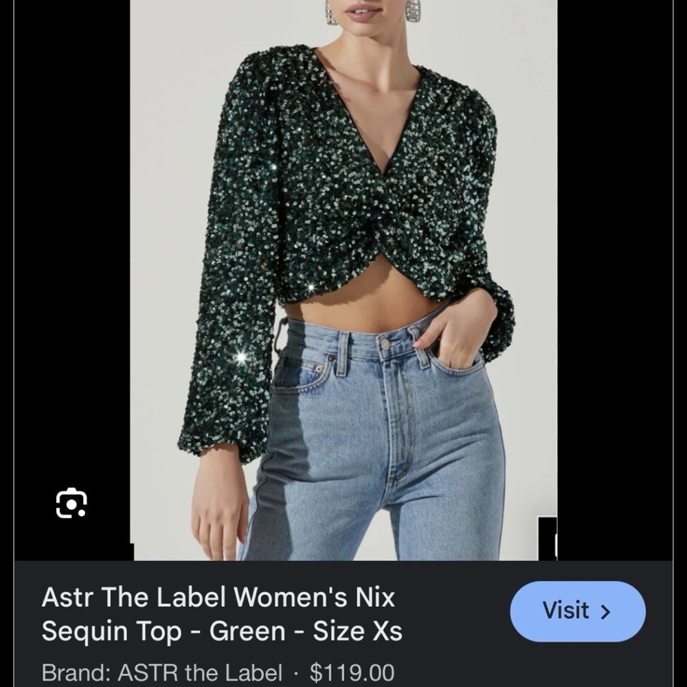 Astr The Label Women's Emerald Sequin Crop Top